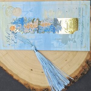 3/$15 Claude Monet Blue and Gold Bookmark with Tassel